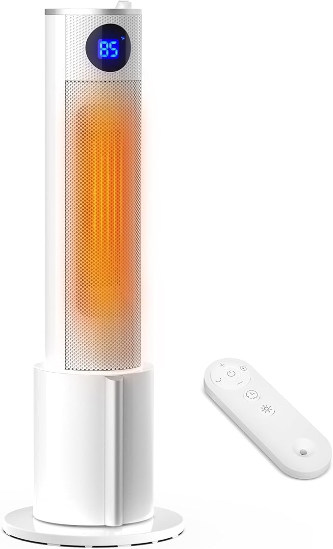 Space Heaters for Indoor Use - Portable Tower Heater with Humidifier, Remote, Adjustable Thermostat, 3 Heat Modes, Multiple Safety Protection, 12H Timer, Quiet Electric Heater for Bedroom